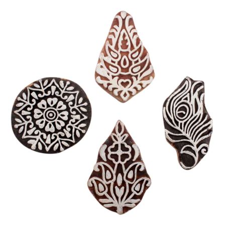 Set of 4 Piece New Mix Wooden Printing Block